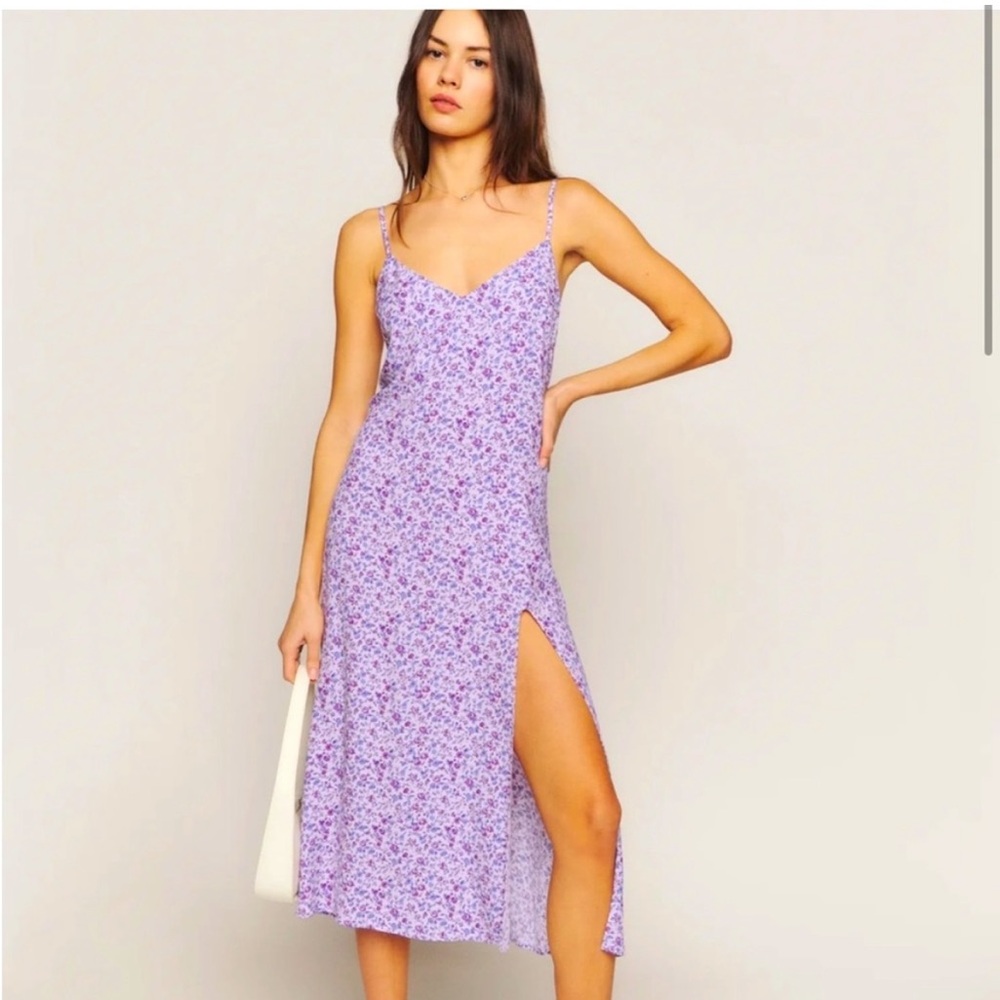 NWT Reformation Crimini Purple Floral Midi Dress